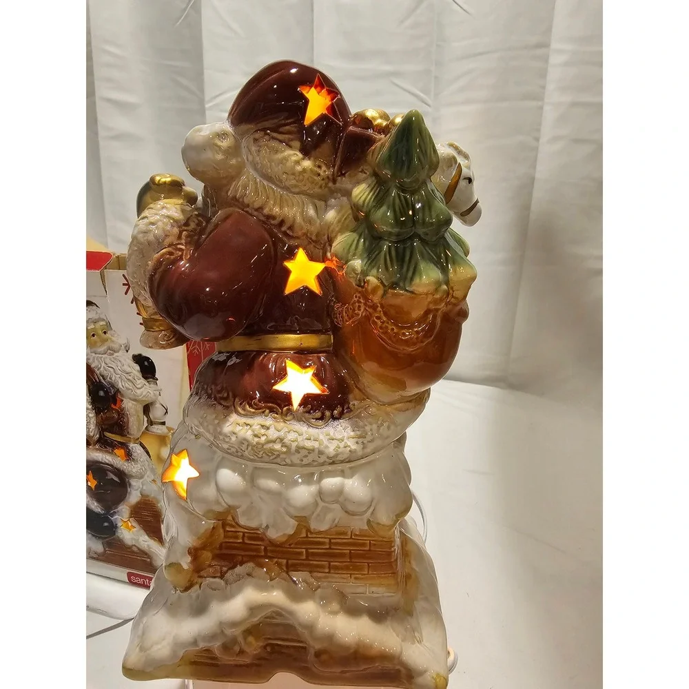 Elements Santa Claus Night Light Figurine Porcelain With Box Christmas Decor‎